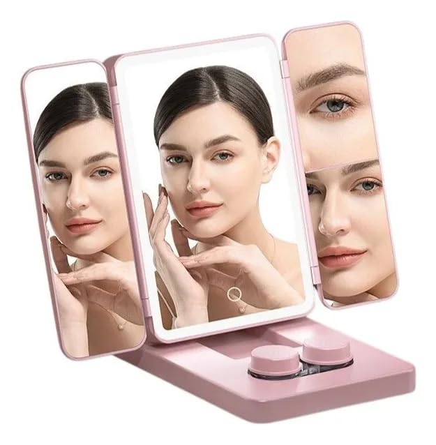 Tri-Fold LED Lighted Makeup Mirror with Touch Sensor Portable Folding Vanity Mirror with 3 Panels,Adjustable Brightness,1X/2X/3X Magnification,USB Rechargeable Travel Cosmetic Mirror for Women & Girls-image-45