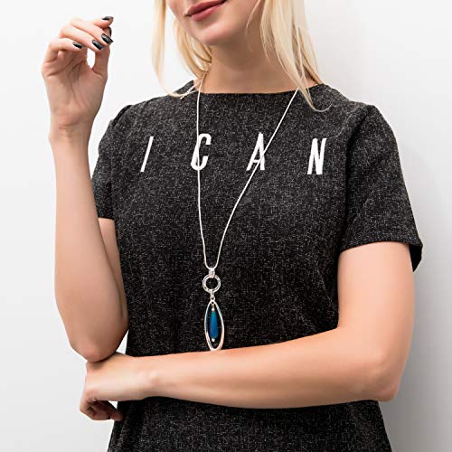 Necklace for Women Fashion Jewelry Bohemian Long Natural Stone Pendant Statement Silver Y Necklaces with Gift Box4