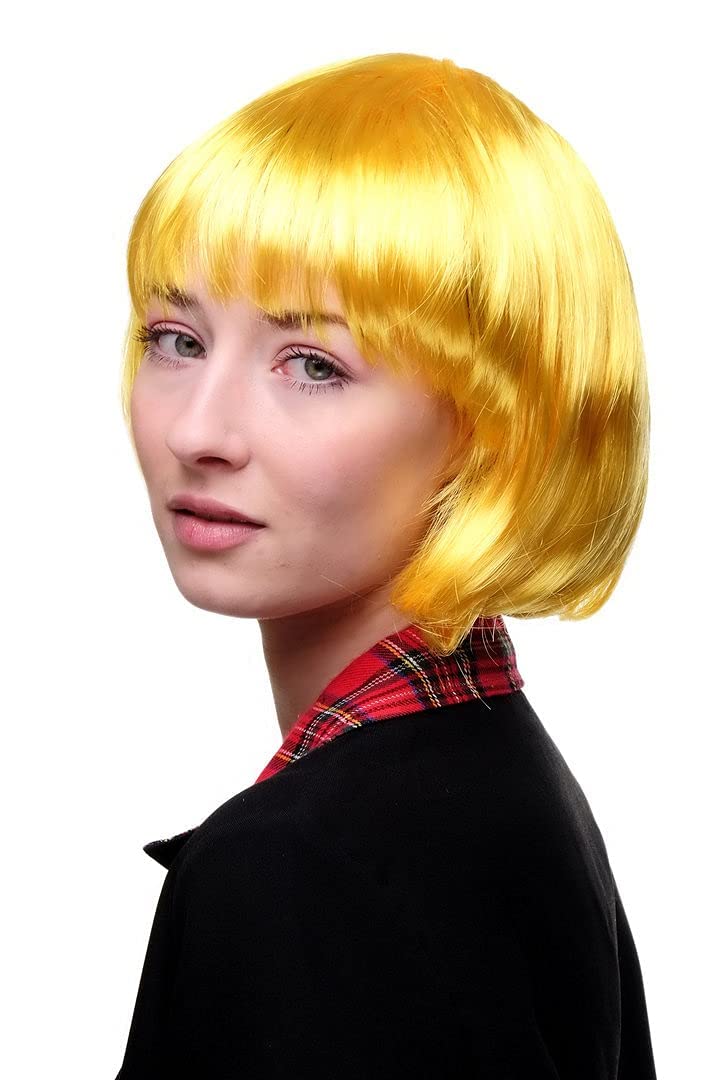 9 Pieces Short Bob Hair Wigs 12" Straight with Flat Bangs Synthetic Fluorescence Colorful Cosplay Daily Party Costume Wigs for Women with Wig Cap - Image 3