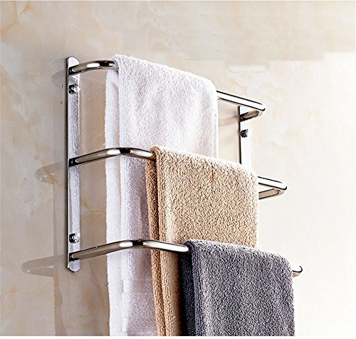 LONFENN Multi Layer Bathroom Towel Rack, Bathroom Multifunctional Towel bar, Stainless Steel Towel Rack, Bath Towel Rack, Ladder Type Circular Towel Rack,Three Layers,45cm