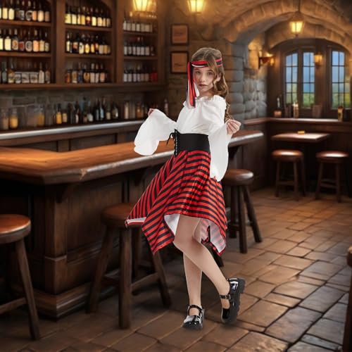 Image of DARFULA Girls Pirate Costume Kids Pirate Dress Outfits