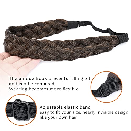 Gledola 5 Strands Synthetic Hair Braid Headband Hair Braided Headband for Women Girl (Dark Brown) - Image 4