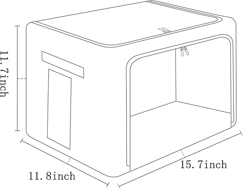 Miniatura 5 de Paquete de 2 contenedores de almacenamiento de ropa, caja de almacenamiento apilable con marco de metal, plegable, organizador de tela de lino con