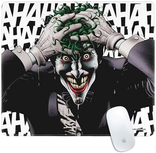 Skinit Medium Gaming Mouse Pad - Officially Licensed The Joker Put on a Smile Design with Stitched Edges, Waterproof, Non-Slip Rubber Base, Desk Mat for Keyboard & Mouse, 17.7" x 15.75" inches