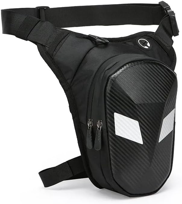 Motorcycle Waist Drop Leg Bag Waterproof Hard Shell Thigh with Double Zipper, Multi-Pocket Storage, Adjustable Belts & Lightweight Outdoor Riding Bag for Bike, Hiking (TrekEaze -8731-2)