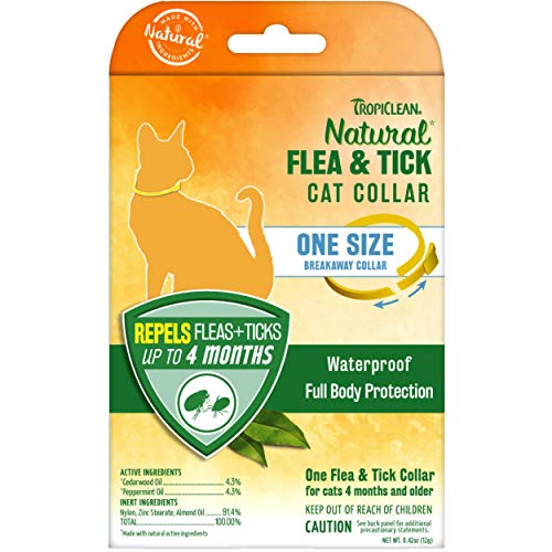 TropiClean Natural Flea & Tick Repellent Collar for Cats - Flea & Tick Collar for Cats - One Size Fits All â€“ Waterproof, Breakaway Design â€“ Repels Flea & Ticks Up to 4 Months