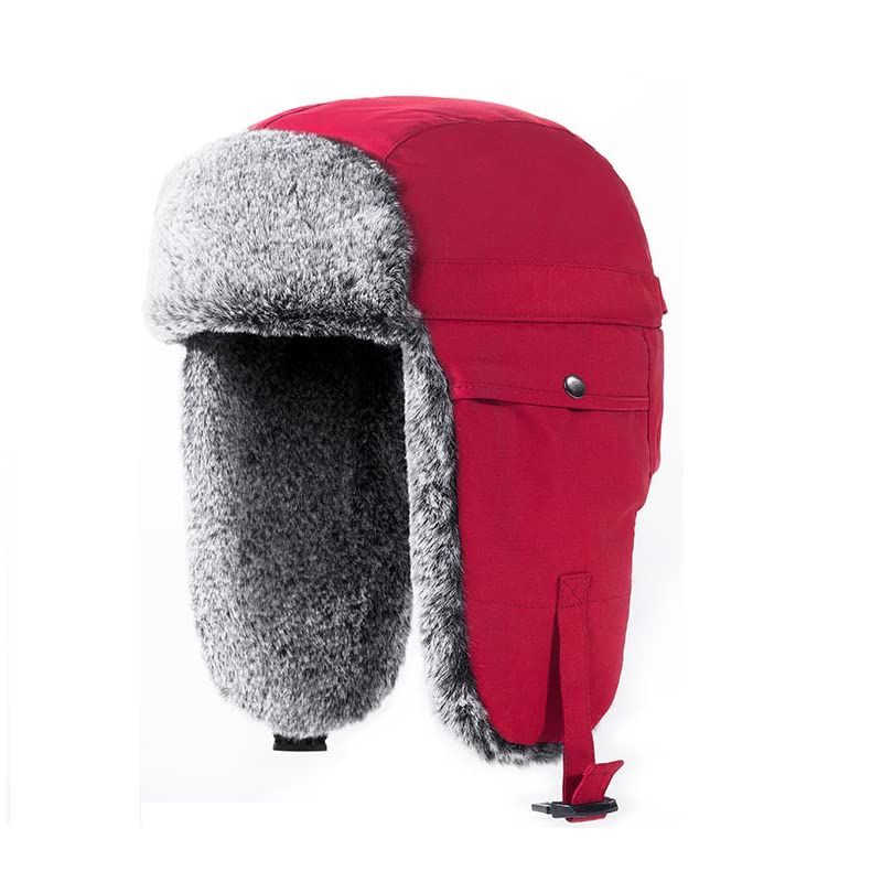Cappello da trapper invernale unisex da uomo Cappello caldo da donna Spessa morbida protezione per le orecchie con paraorecchie in morbida pelliccia sintetica per pattinaggio all'aperto, sci o