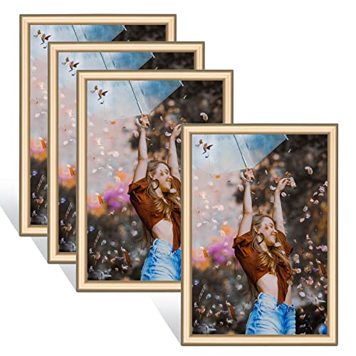 3.5X5 Picture Frame Set Of 4 - Wallet Size Small Brass Photo Frames For 3.5 X 5 Photos Display Horizontal And Vertical For Desk Top And Wall Hanging, Metal Thin Modern And Simple Style (4 Pack) #TOP15