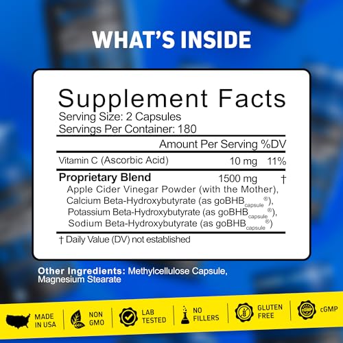 Image of Herbtonics Apple Cider Vinegar + Keto BHB Capsules | GLP-1 Support for Appetite, Cravings & Weight Management | Metabolism Support with Satiety Support | 360 Capsules - 6 Month Supply