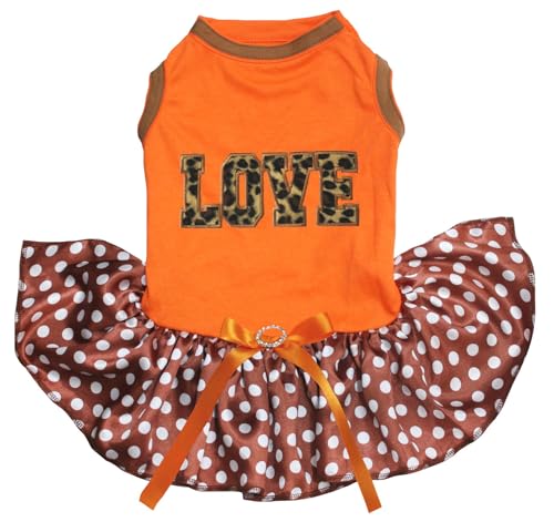 Robe pour chien Leopard Love orange et marron en taille M
