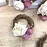 Mini couronne de vigne ornementale avec fleurs séchées, 7,6 cm