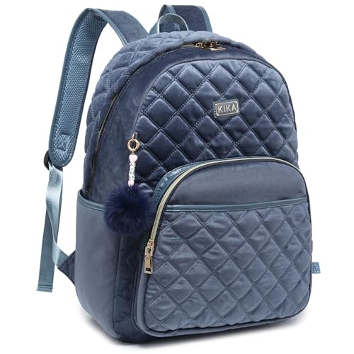 Mochila Kika Camurça Feminina Costa Notebook Juvenil Escolar (Azul)