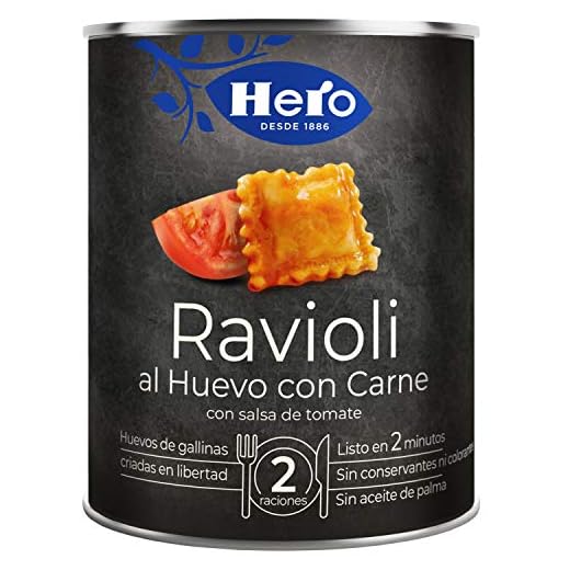 Hero Platos Preparados Ravioli al Huevo con Carne - Pack de 6x420 g, 2520 gramo, 12