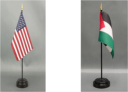 Miniatura 53 de Juego de banderas de escritorio de Afganistán, hecho en Estados Unidos, de rayón de 4 x 6 pulgadas, escritorio de oficina y pequeñas banderas