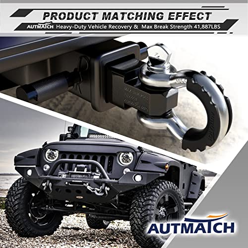 Autmatch D Ring Shackle 3/4" Shackles (2 Pack) 41,887Ibs Break Strength With 7/8" Screw Pin And Shackle Isolator Washers Kit For Tow Strap Winch Off Road Vehicle Recovery Silver #TOP5