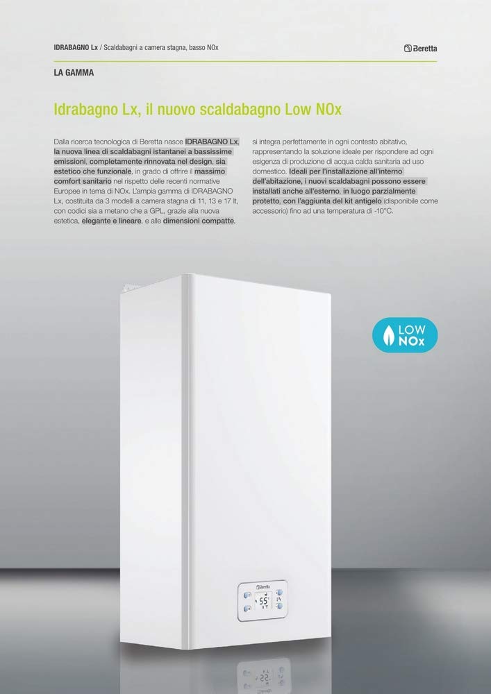 Calentador de agua instantáneo a gas Beretta, hidrobaño LX 13, cámara estanca 13 l/min gpl