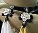 Lagnlnaoy 2PC Styling Cute Camellia Flowers Car Hooks Seat Back Hangers Organizer Auto Headrest Mount Storage Clips Car Accessories