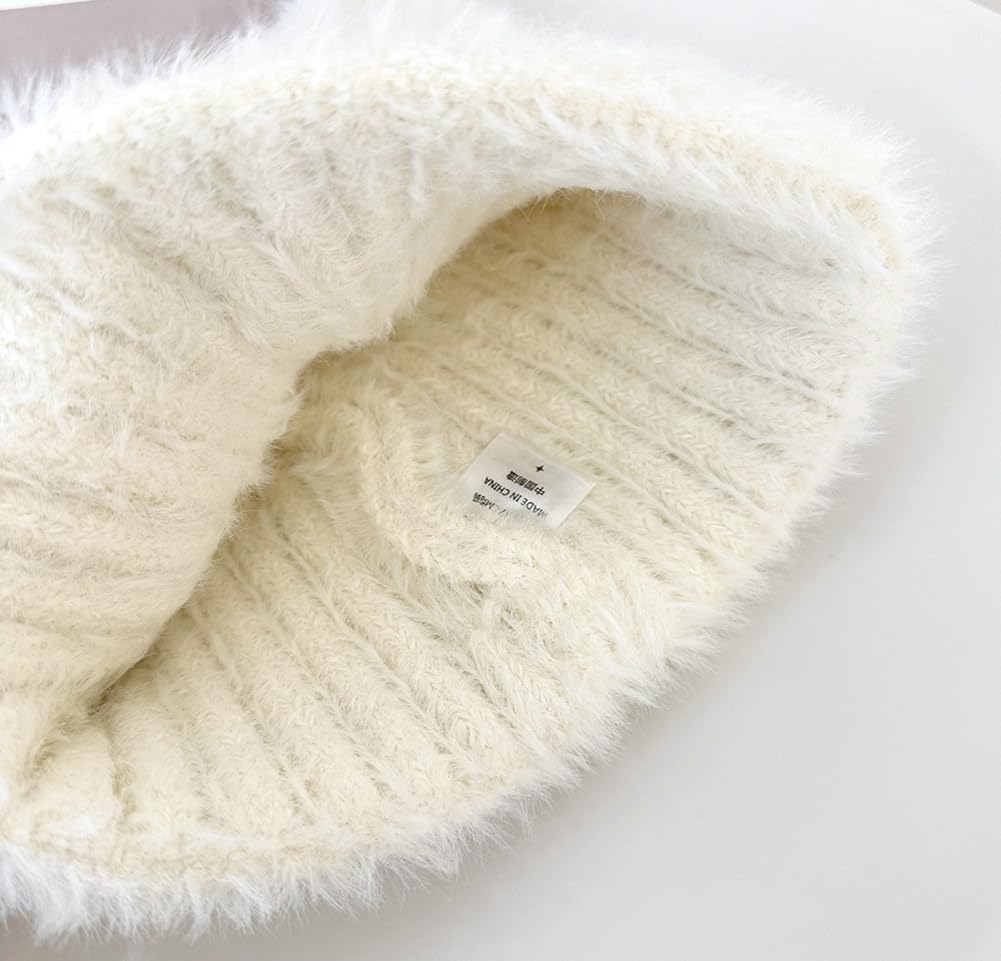 Women Winter Y2K Cute Cat Ears Hats Slouchy Plush Knitted Beanie Snow Ski Hat Fuzzy Warm Crochet Skull Cap 2026 - Image 6