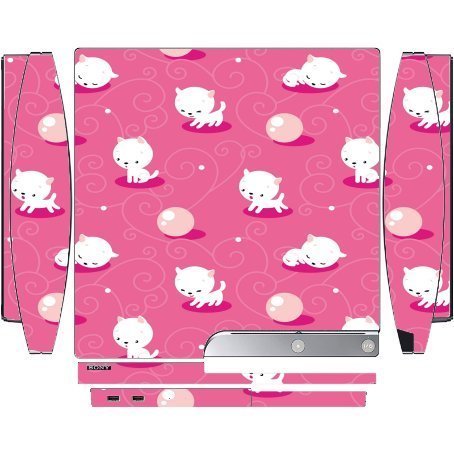 Cute Cat Pattern Playstation 3 & PS3 Slim Vinyl Decal Sticker Skin by Demon Decal