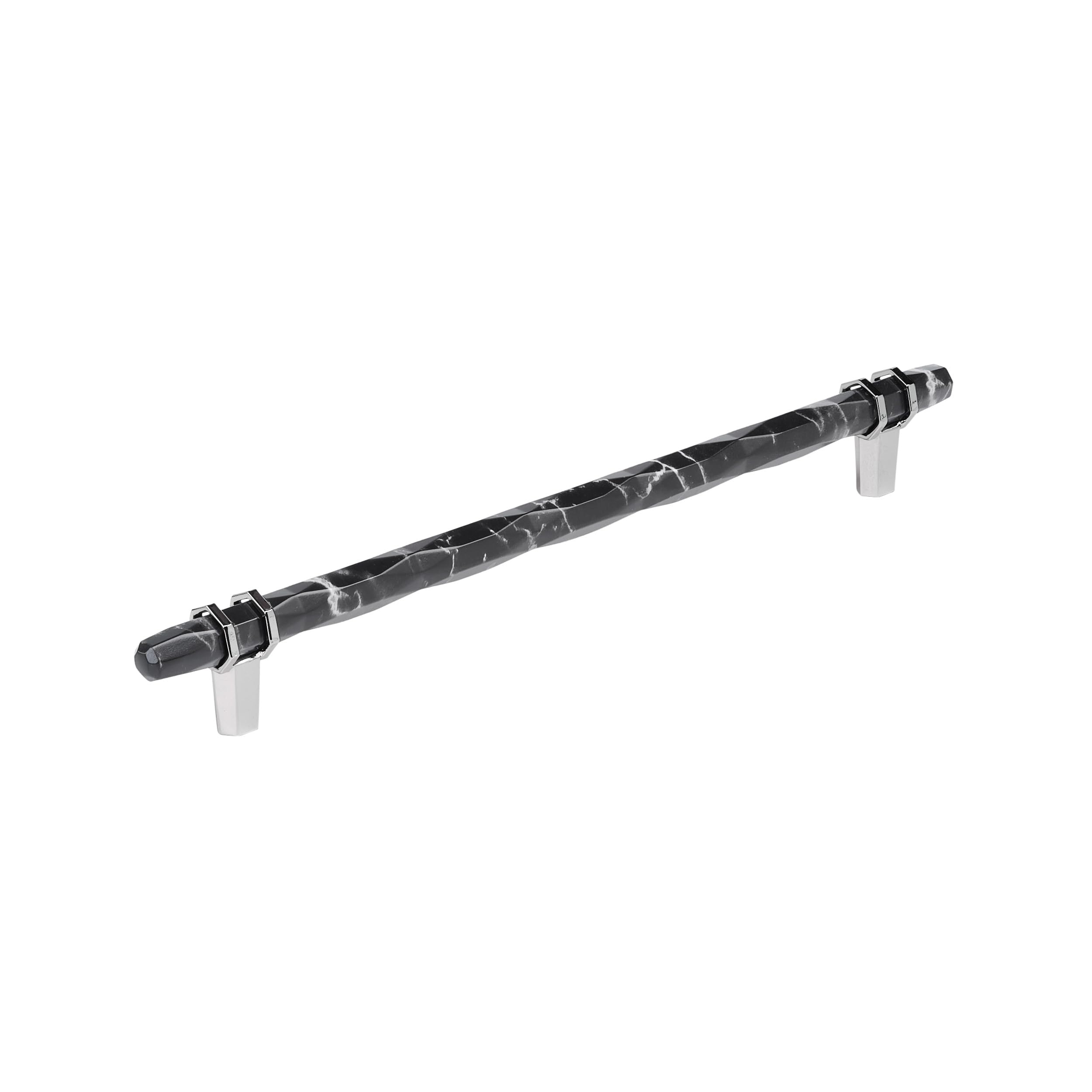 Amerock 10-1/16" Carrione Marble Black/Polished Chrome Drawer Pull