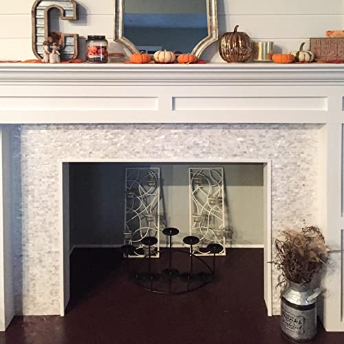 Art3D 6-Pack Peel And Stick Mother Of Pearl Shell Tile For Kitchen Backsplashes, 12" X 12" White Brick #TOP6