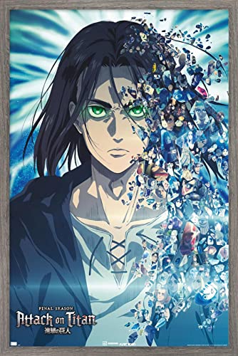 Trends International Attack on Titan: The Final Season - Fragments Wall Poster, 14.725" x 22.375", Barnwood Framed Version