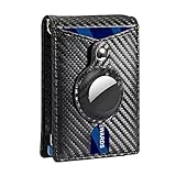 GZMWON Men's Bifold Airtag Wallet with Money Clip, Minimalist RFID Blocking Card Holder for Airtag Father's Day Gift