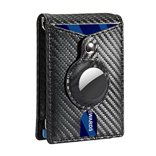 GZMWON Men's Bifold Airtag Wallet with Money Clip, Minimalist RFID Blocking Card Holder for Airtag Father's Day Gift