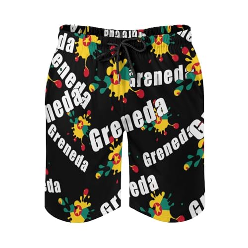 Flag of Grenada Men's Swim Trunks Board Shorts Beachshorts Swimsuits with Pockets Mesh Liner4