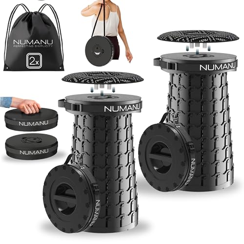 Image of NUMANU 2PACK 2026 Upgraded XXL Collapsible Stool 19.7 inch, 1000lbs Max Weight, Wider & Taller Pop Up Seat, Heavy Duty Portable Retractable Folding Chair or Travel Foot Rest, Gift for Camping & Outdoors