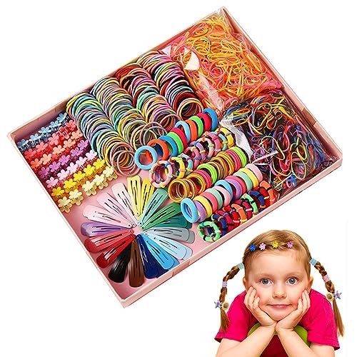 Conjunto de Accesorios Pelo, Accesorios Pelo para Niños Bebé, 780 Piezas Bandas de Goma Horquillas Pelo, Multicolor Horquillas Clips, Gomas Pelo Niña, Clips Pelo Bebe Niña, Gomas Pelo Niña Pequeñas