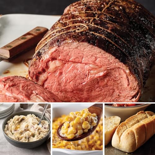 Omaha Steaks Thanksgiving Prime Rib Feast for 8 (4 lb. Boneless Heart of Prime Rib Roast, 2x Steakhouse Creamed Corn, 2x Family-Sized Smashed Red Potatoes, 8x Individual Baguettes with Garlic Butter) Serves 8