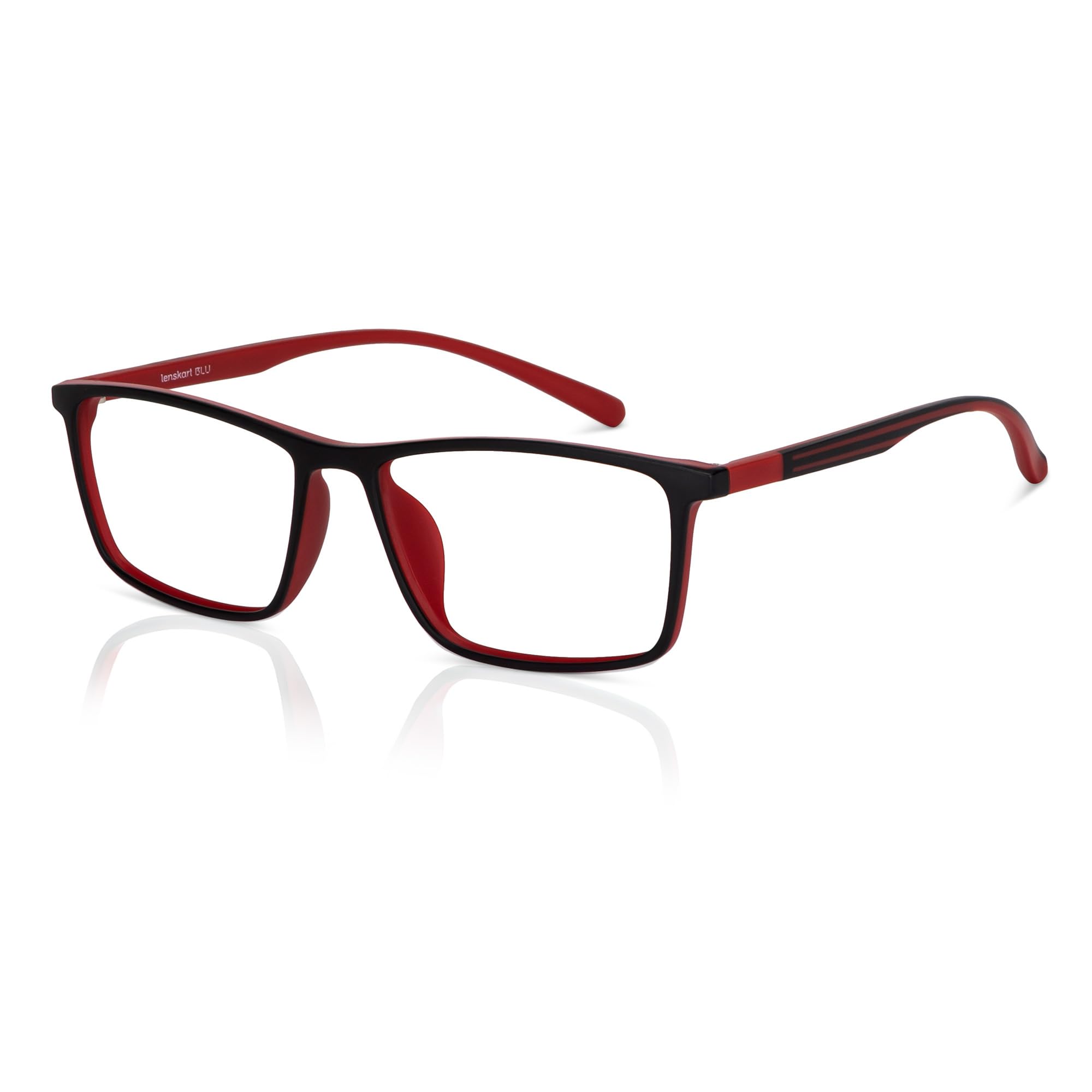 – | Bluecut & Antiglare Zero Power Computer Eyeglasses | Full Rim Rectangle Shape | For Men & Women | Medium | LB E14255