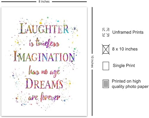 Miniatura 2 de Laughter Inspirational Quote Home Decor - Dreams 8x10 Wall Art Decoration Poster print for Baby, Boy, Girl or Kids Bedroom, Nursery, Office, Living