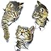 Ouceanwin Wandsticker Wandaufkleber 3D Katzen Wandtattoo Kombination WC-Aufkleber Wasserdichte Selbstklebend Kühlschrankaufkleber Türaufkleber für Toilette Badezimmer Schlafzimmer Kinderzimmer Küche