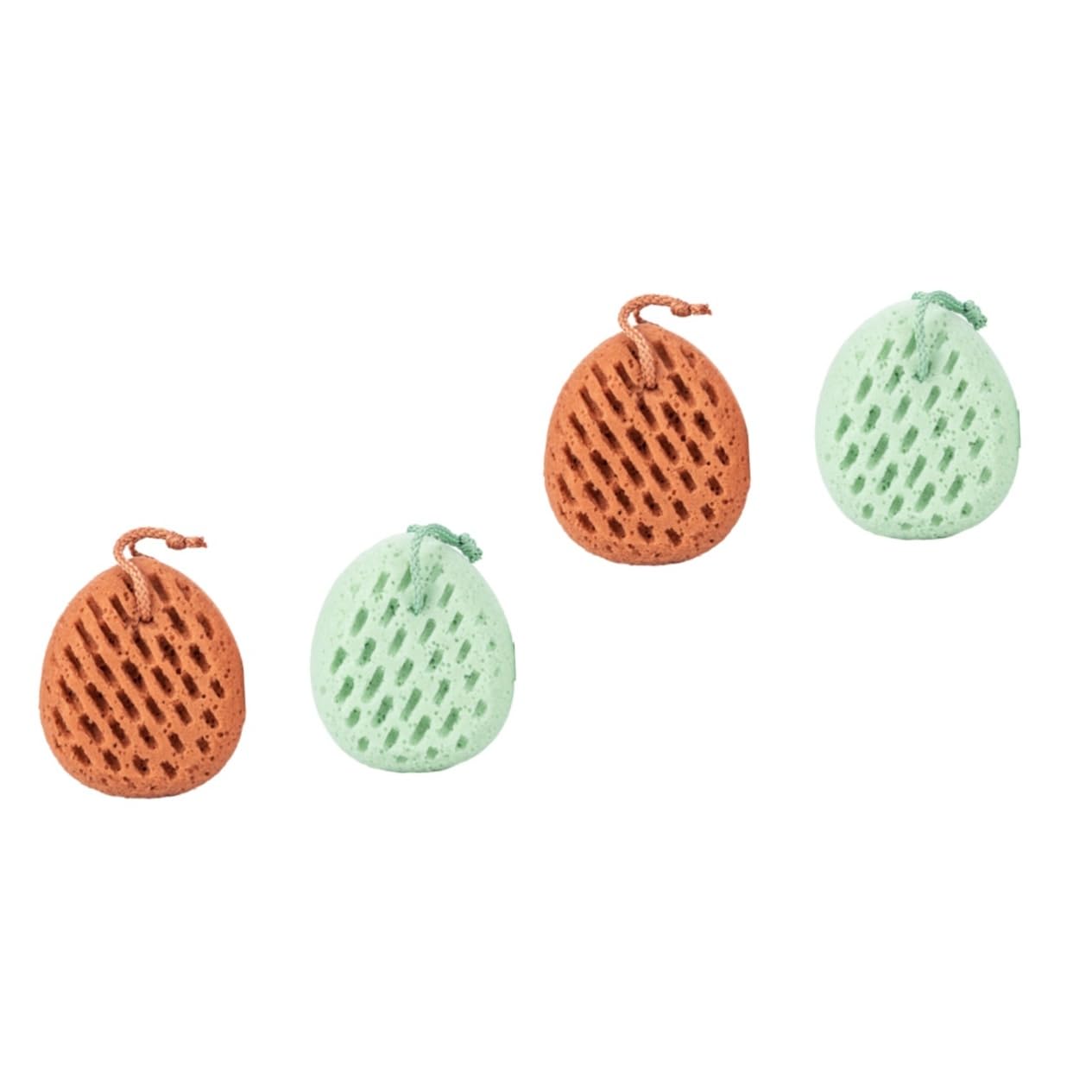 FRCOLOR 4 spugne esfolianti per il bagno, spugna naturale, spugna per il viso, spugna luffa, accessori da bagno, asciugamano da bagno, asciugamano esfoliante corpo, fiore da bagno