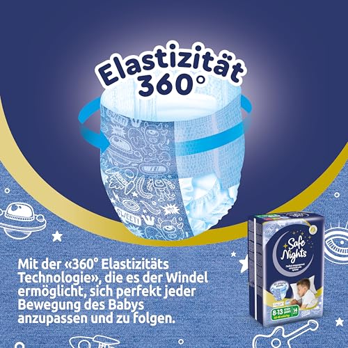 Babylino Safe Nights Boy, Höschen für die Nacht, für Kinder von 8-13 Jahren (30-48 kg), 14 Stück
