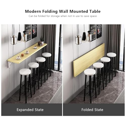 Table pliante murale pour cuisine et buanderie au design bois