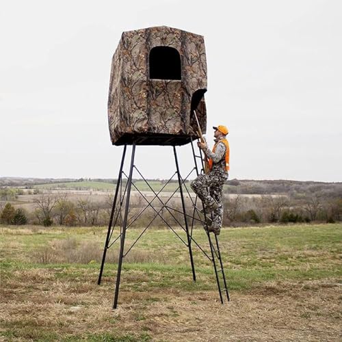 MUDDY Steel 7' Tall Quad Pod Hunting Blind Cover with 4 Zippered Windows (Stand Not Included) - Portable Camouflage Shelter and Gear