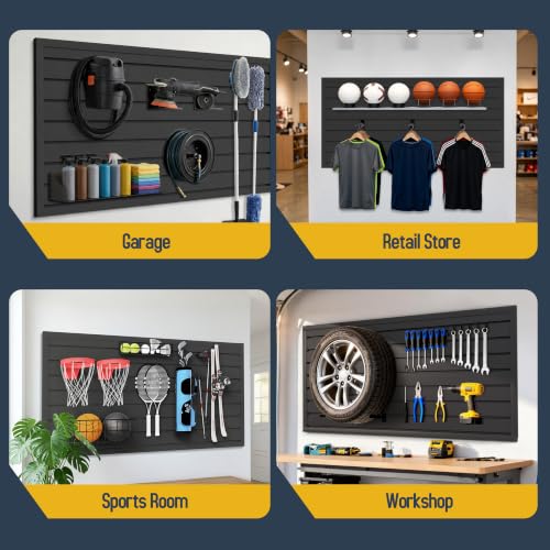 FOFARY Slat Wall Paneling 2 x 4ft, Slatwall Garage Wall Organizer, Black by FOFARY - Used condition - Image 5
