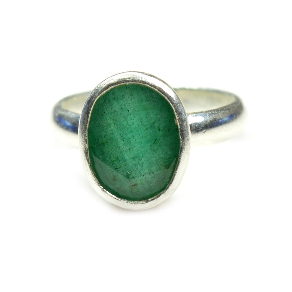 55Carat Unisex NA plata de ley talla ovalada verde esmeralda