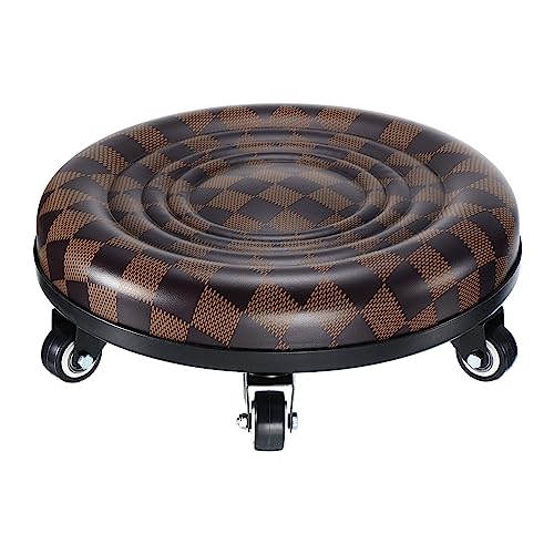 PATIKIL Banqueta de roda de assento baixo cadeira de couro PU assentos de rodinhas banquinho curto b