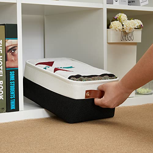 Image of DULLEMELO Small Storage Bin, Collapsible Rectangular Fabric Basket for Organizing, Shelves, Closets, Nursery, Home, Office, Empty Gift Basket (White&Black)