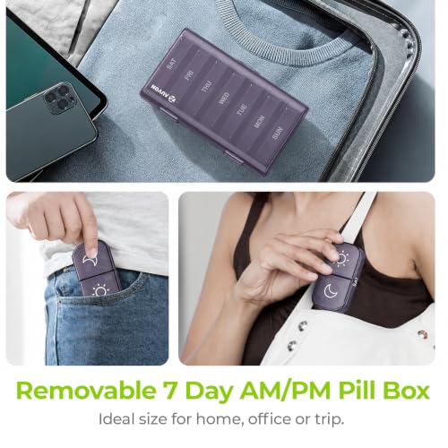 Image of AUVON Weekly Pill Organizer 2 Times a Day, One-Sided Opening, Easy to Use