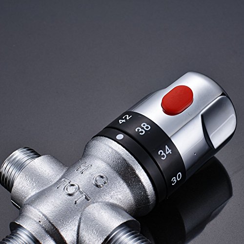 Rozin Solid Brass G1/2 Thermostatic Mixing Valve for Shower System Water Temperature Control, Chrome