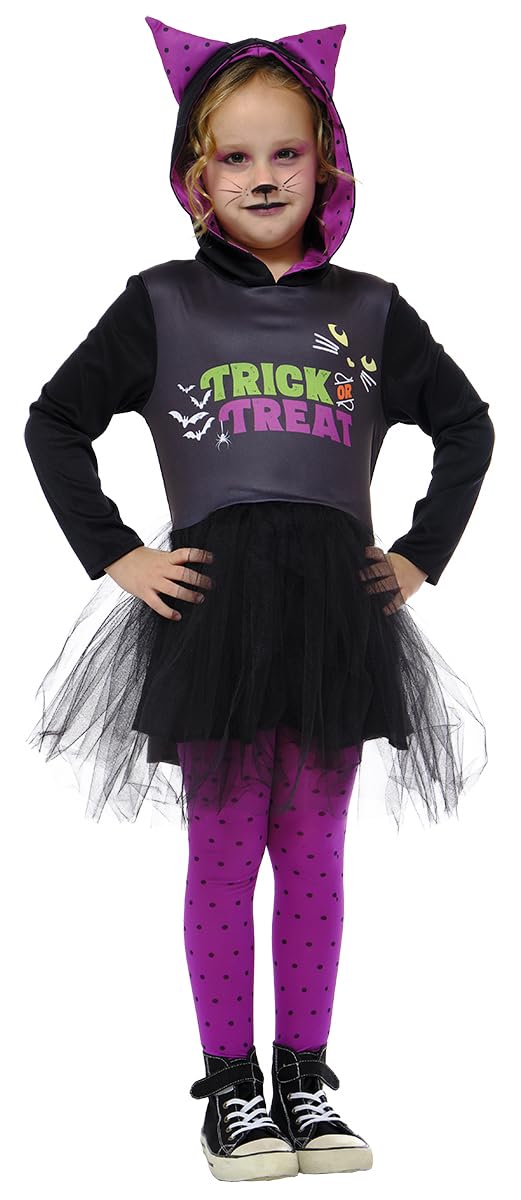 RUBIES Disfraz Linda Gatita Trick or Treat para niñas, Vestido con capucha y medias