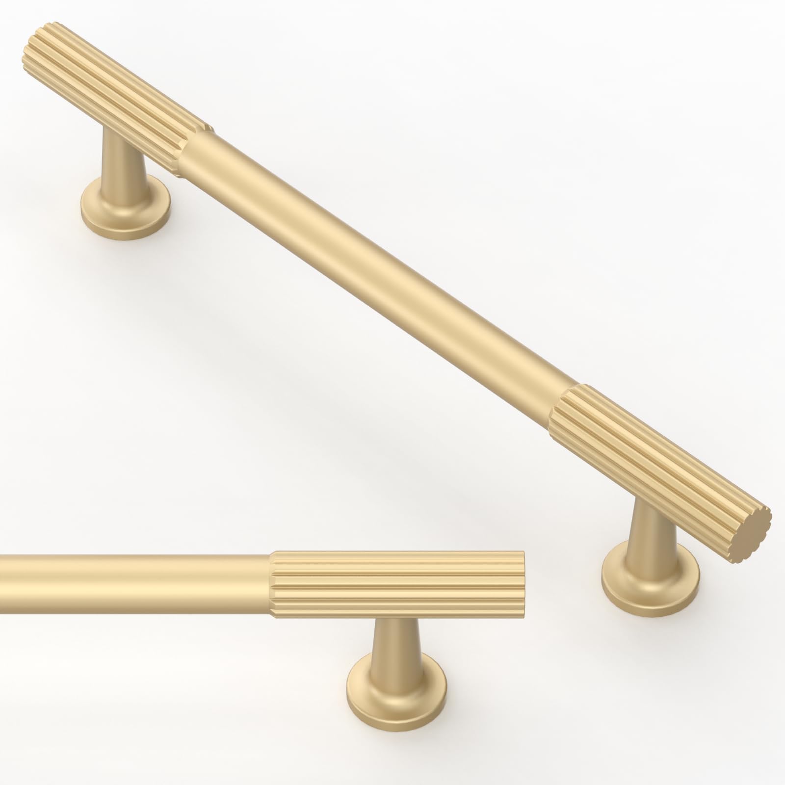 Paquete de 10 tiradores de gabinete de color dorado cepillado de 5 pulgadas (128 mm), tiradores de gabinete de cocina de aleación de zinc sólido para gabinetes y cajones