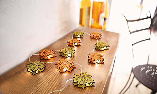 Preisvergleich Produktbild LED Lichterkette"Herbstblätter" Herbstdeko Tischdeko Stimmungslicht Holzdeko Blätter Herbst
