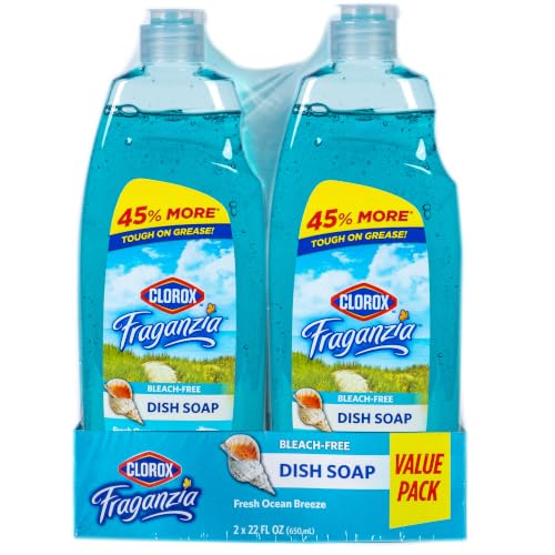 Image of Clorox Fraganzia Liquid Dish Soap, Ocean Scent, 22 Oz, 2 Pack | Cuts through tough grease fast, quick-rinsing formula, washes away grime, powerful daily clean, gentle