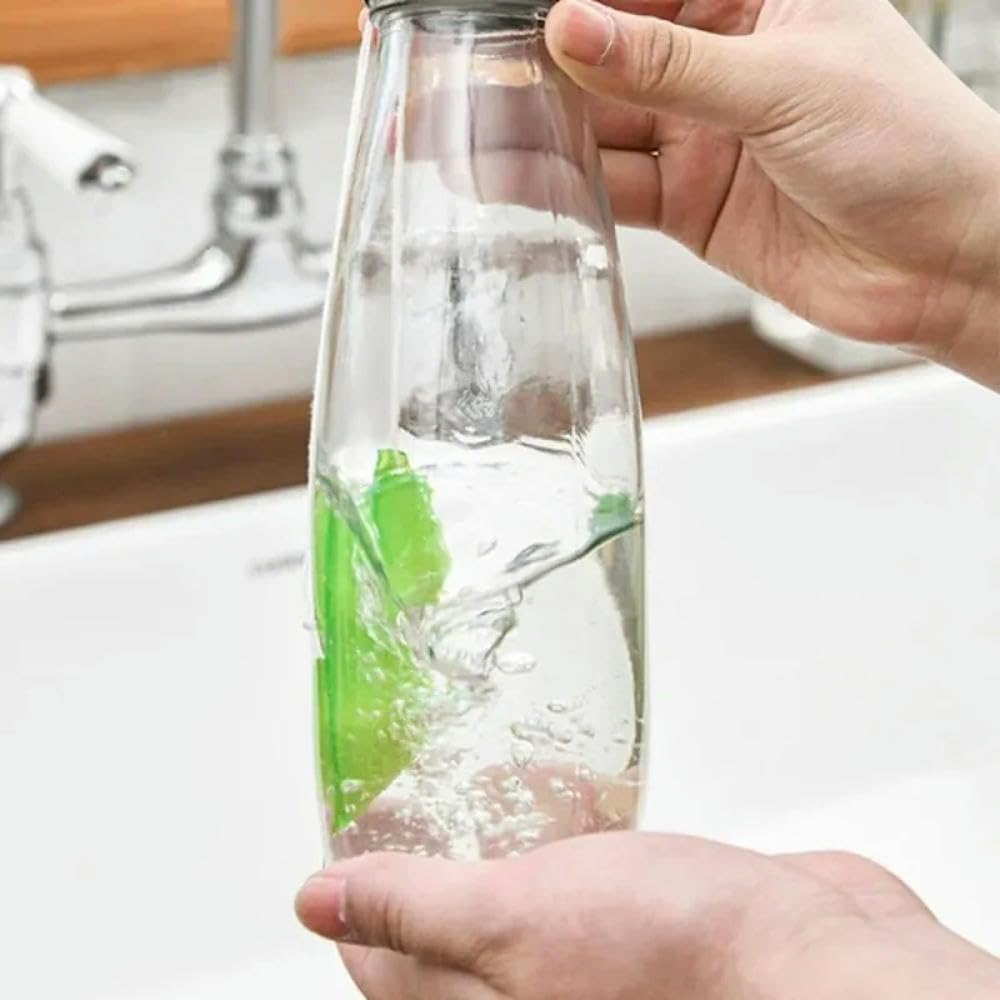 Juego de cepillos de esponja para biberones, herramienta de limpieza flexible para biberones, vasos y copas de vino, reutilizable con agujero para colgar, ideal para contenedores estrechos, 1 paquete